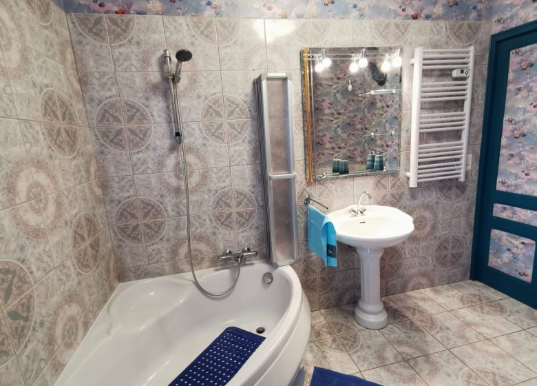 Deuxième photo de la salle de bain avec sa baignoire